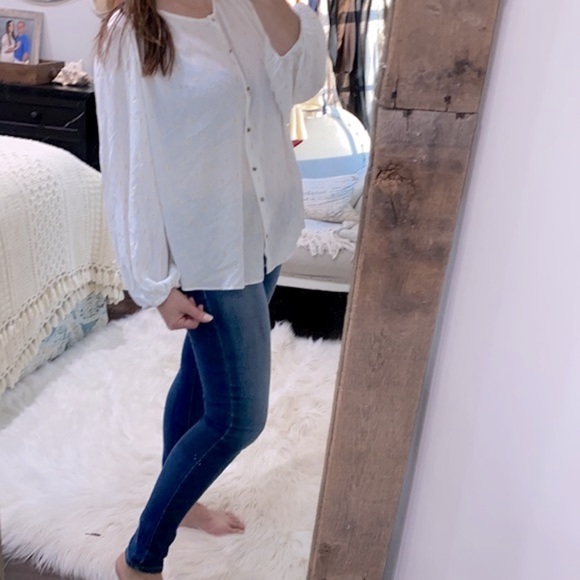 Zara top size large white with gold flecks - Picture 3 of 8